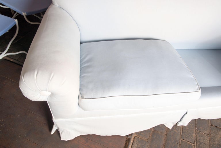 Mid-20th Century Vintage Sofa in Jim Thompson Pale Blue Cotton For Sale
