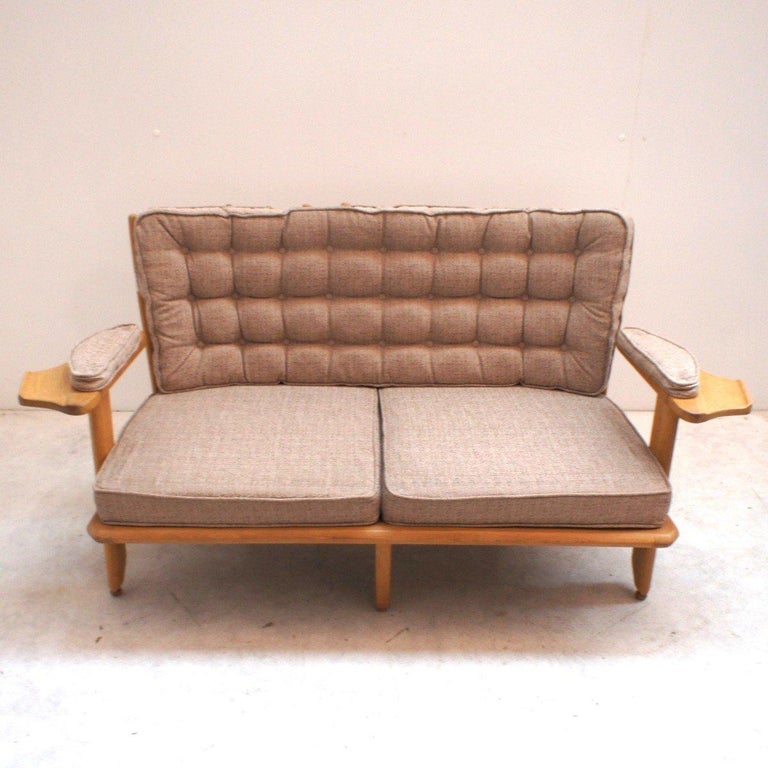 Vintage sofa in light oak, Guillerme and Chambron.