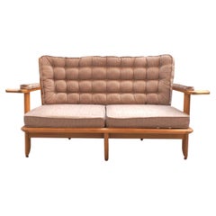 Vintage Sofa in Light Oak, Guillerme and Chambron