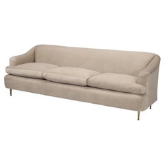 Vintage Sofa in the Manner of Arbus with Solid Bronze Legs, Recent Fabric, c1960