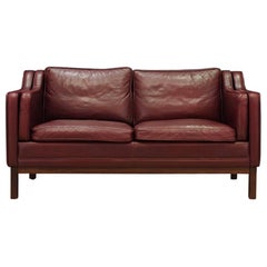 Vintage Sofa Maroon Leather Danish Design, 1960s