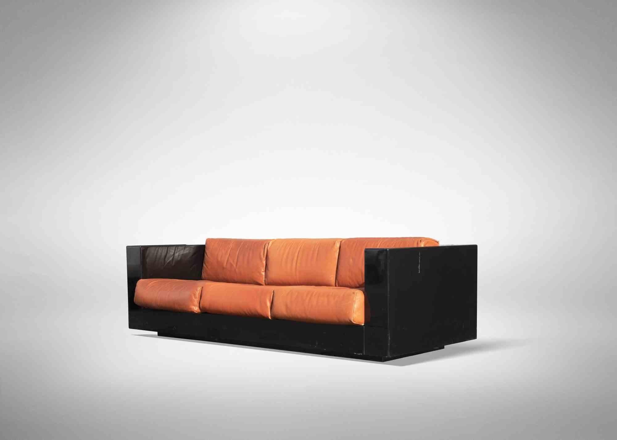 Leather Vintage Sofa Saratoga by Massimo and Lella Vignelli, 1970