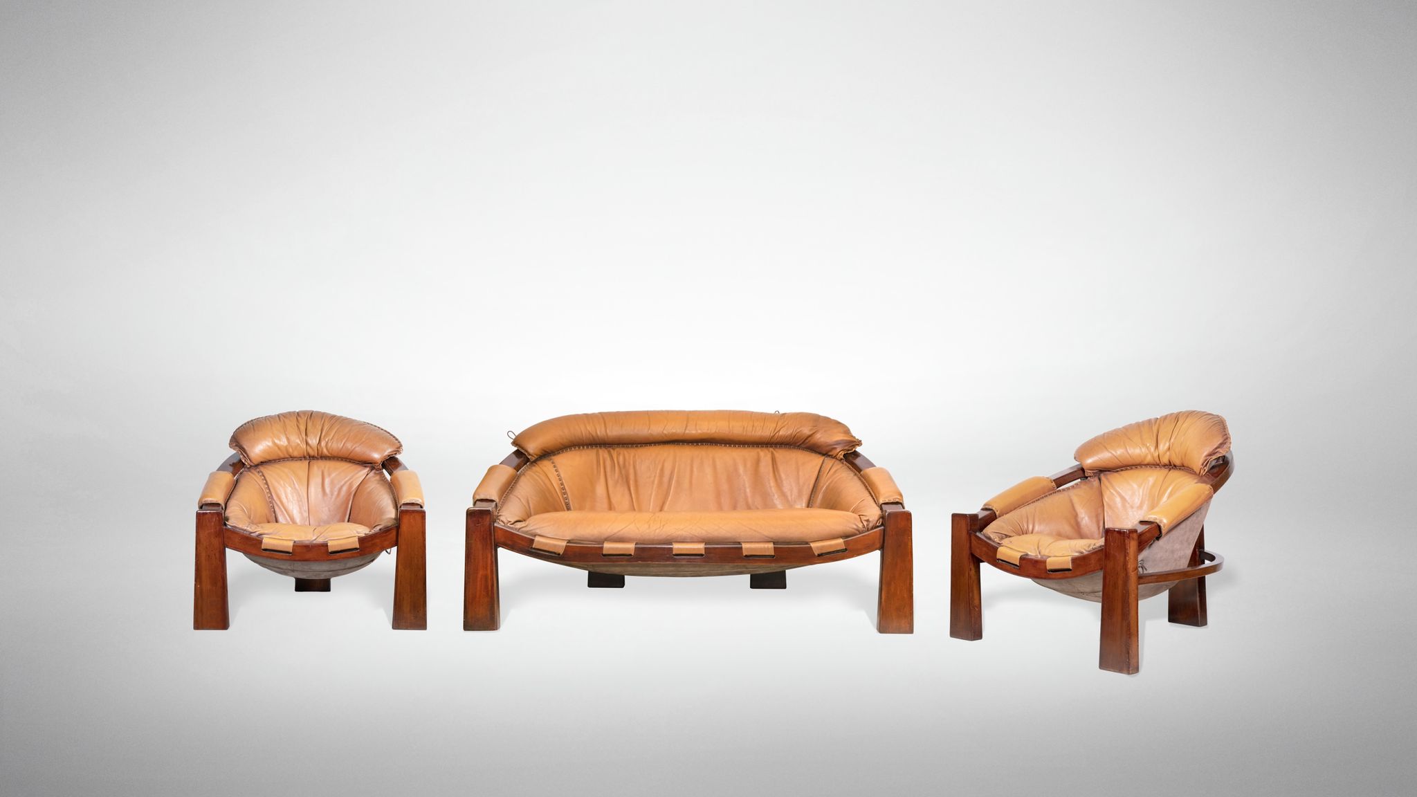 Vintage Sofa Set by to Luciano Frigerio, 1970s