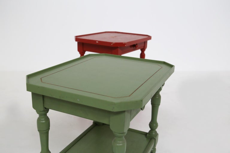 Vintage Sofa Table in Green Lacquered Wood For Sale 4