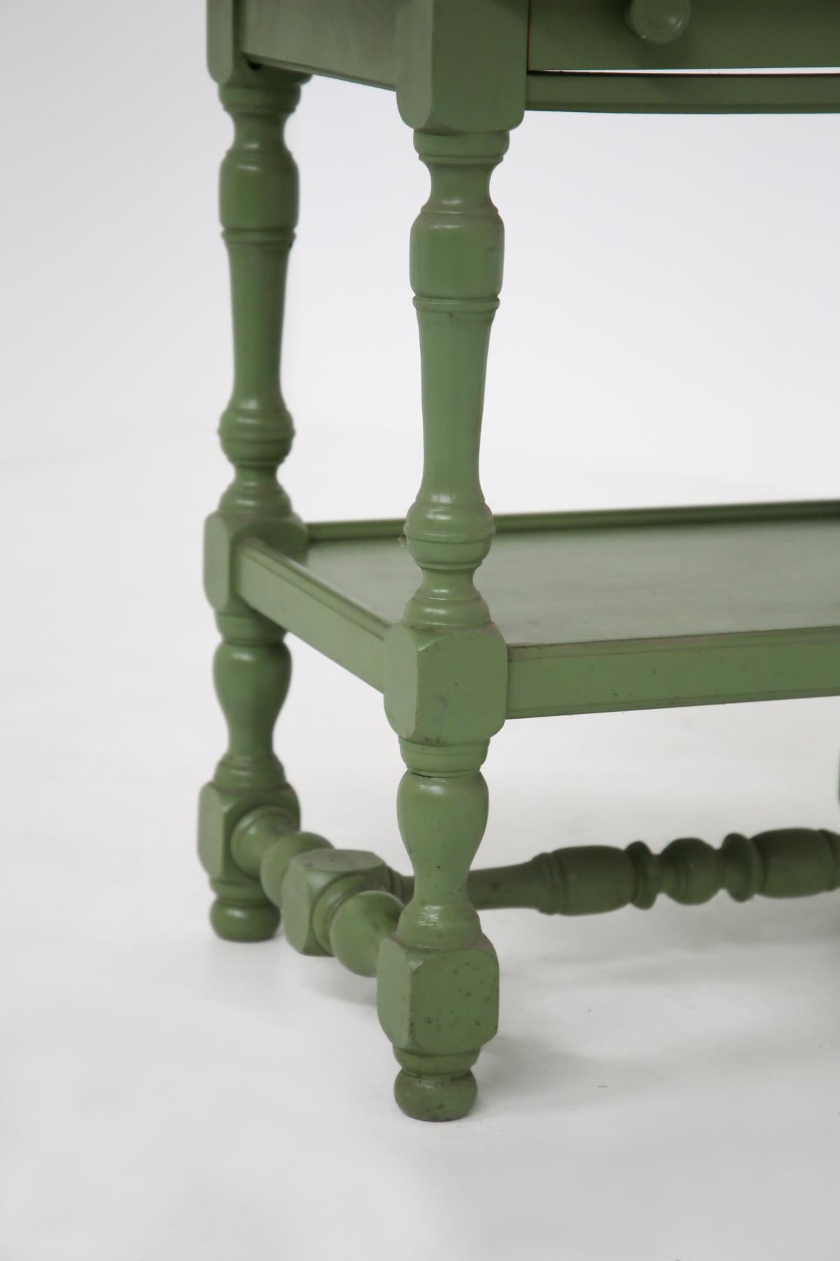 Italian Vintage Sofa Table in Green Lacquered Wood For Sale