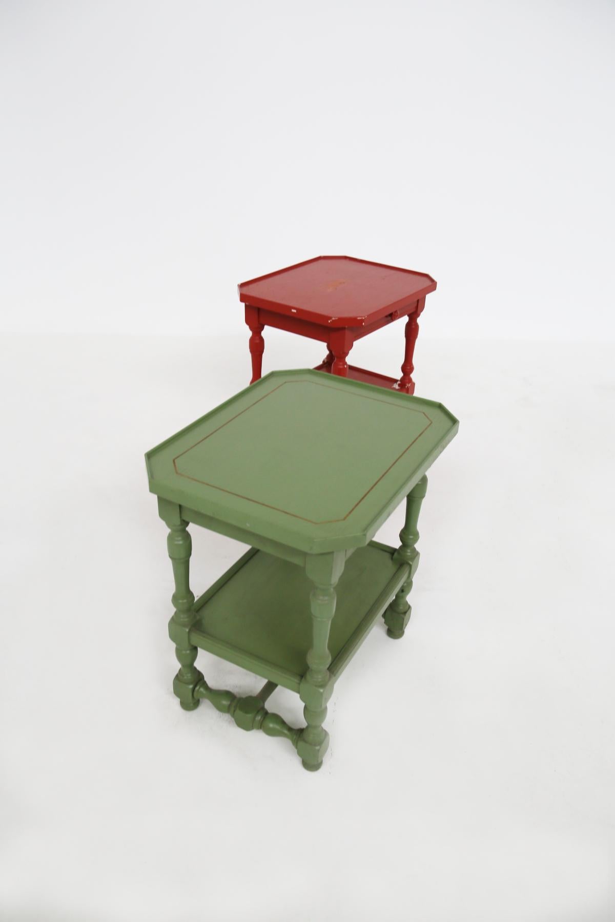 Vintage Sofa Table in Green Lacquered Wood For Sale 2