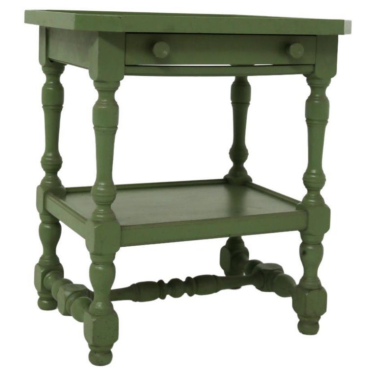 Vintage Sofa Table in Green Lacquered Wood For Sale