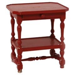 Table de canapé vintage en bois laqué rouge
