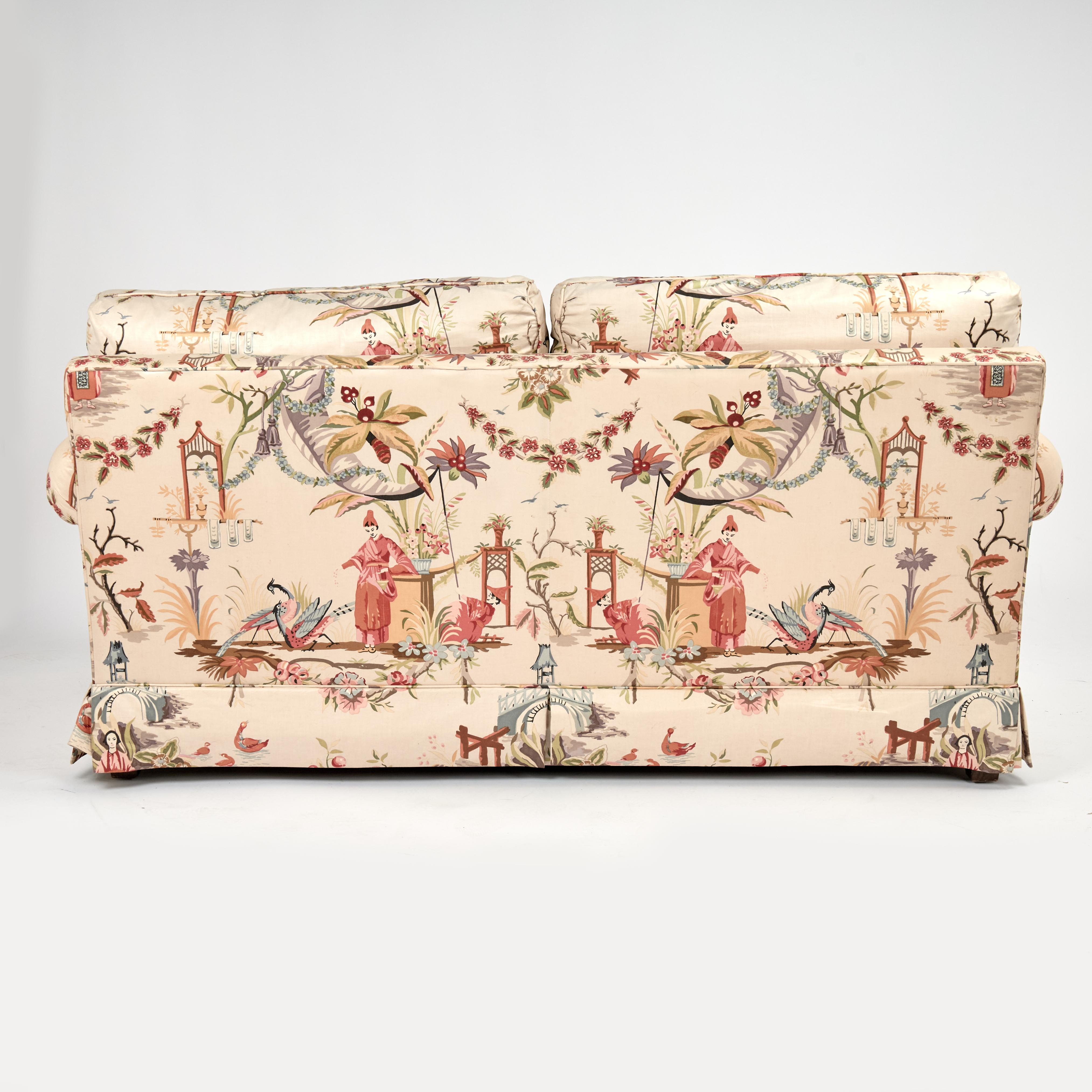 Vintage Sofa with Chinoiserie Upholstery by Baker en venta 3