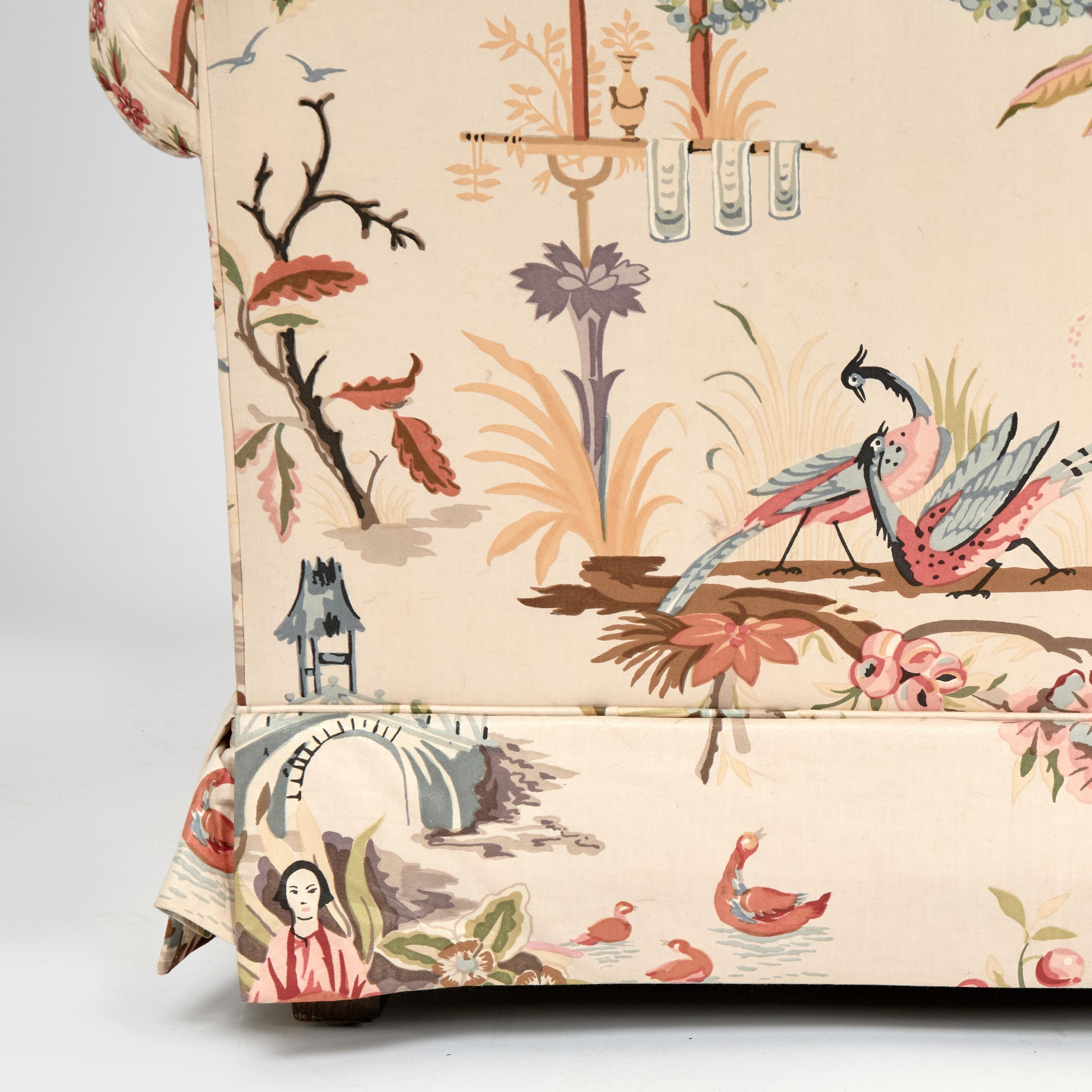 Vintage Sofa with Chinoiserie Upholstery by Baker en venta 4