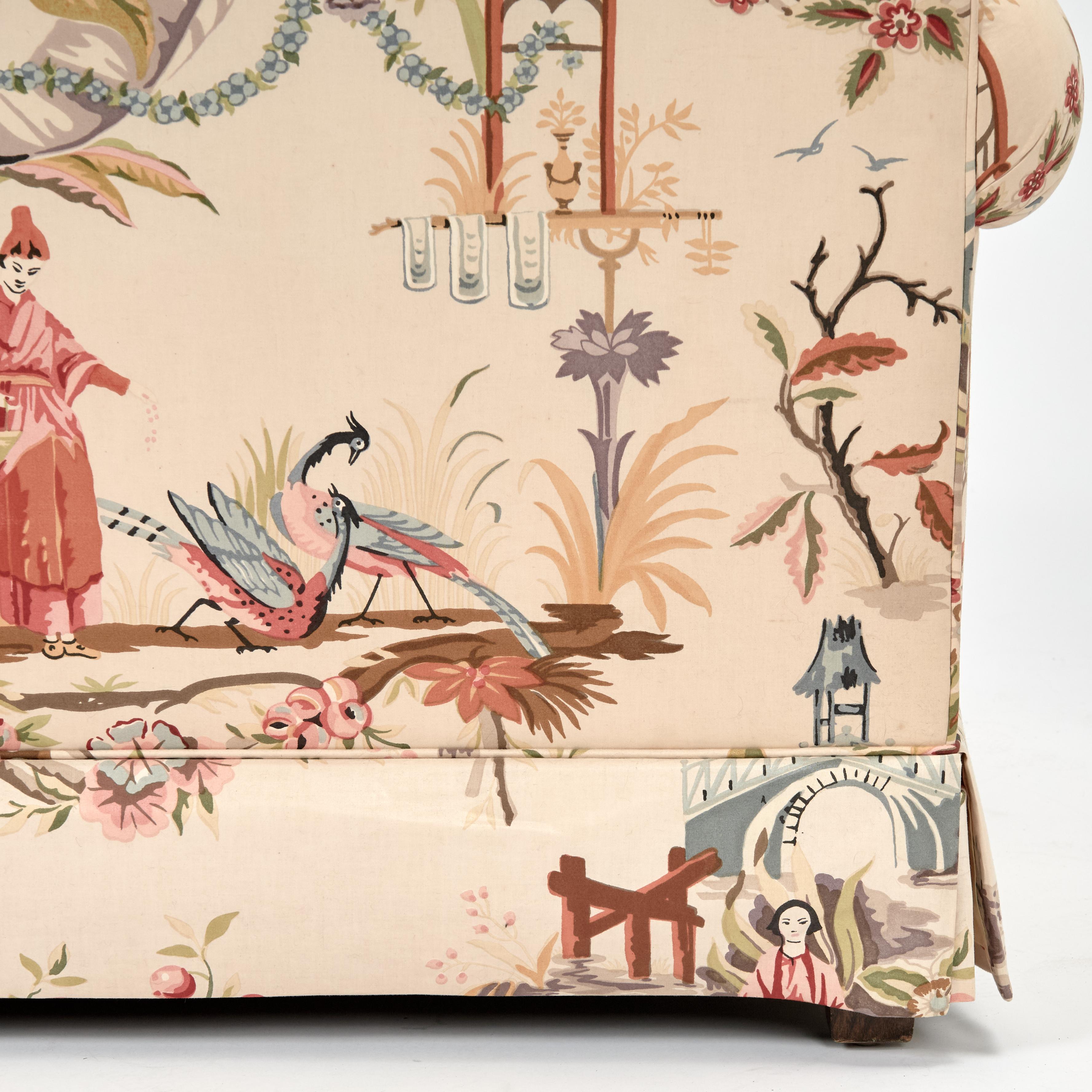 Vintage Sofa with Chinoiserie Upholstery by Baker en venta 6