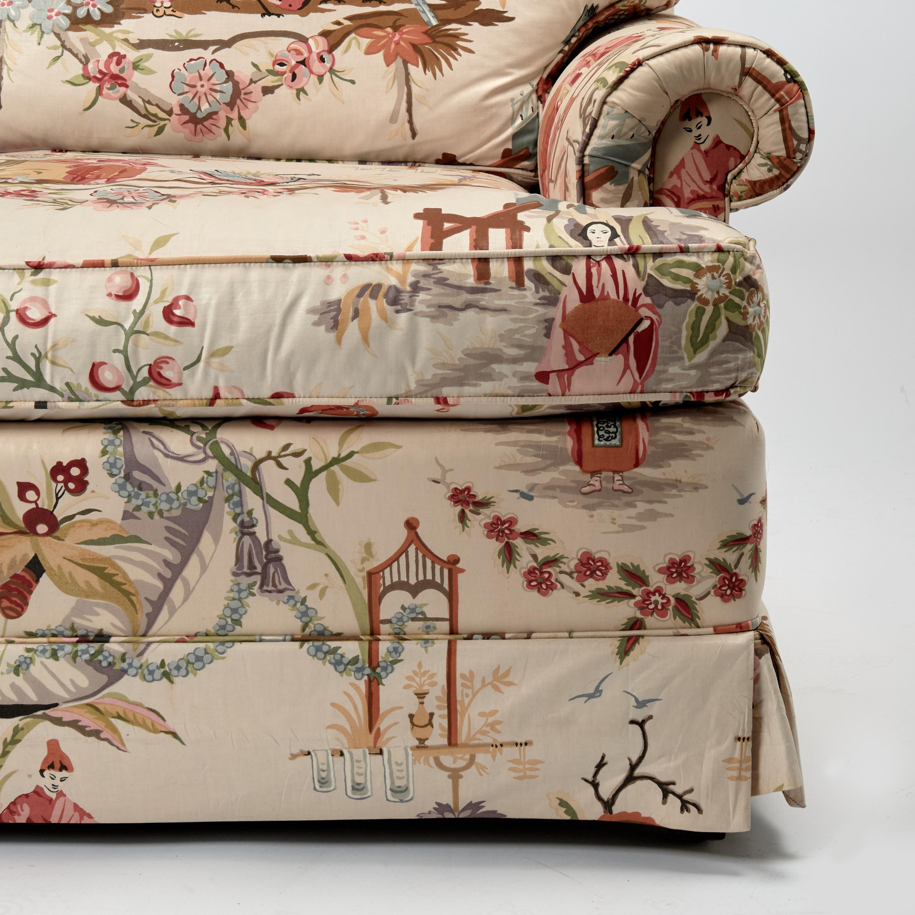 Vintage Sofa with Chinoiserie Upholstery by Baker en venta 1