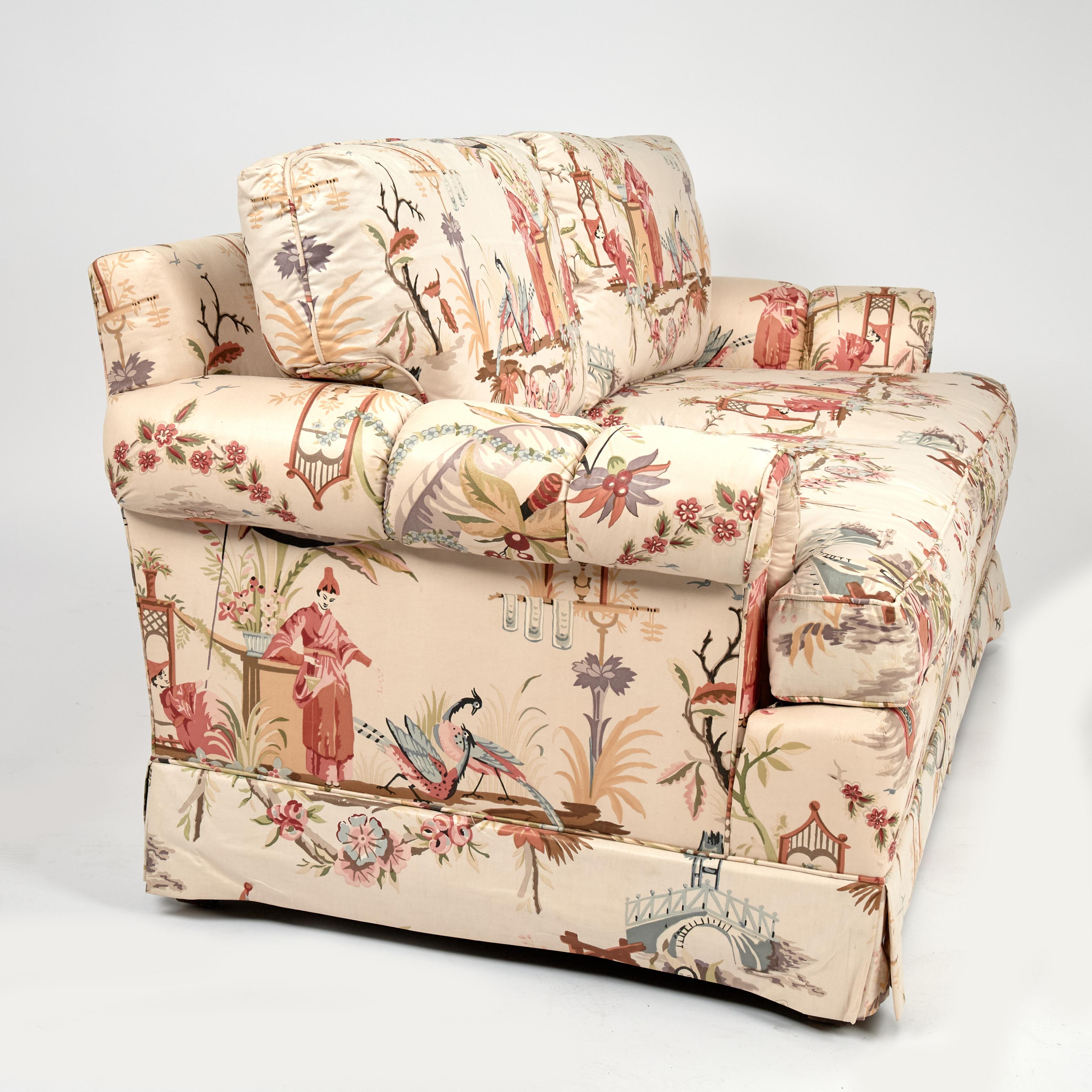 Vintage Sofa with Chinoiserie Upholstery by Baker en venta 2