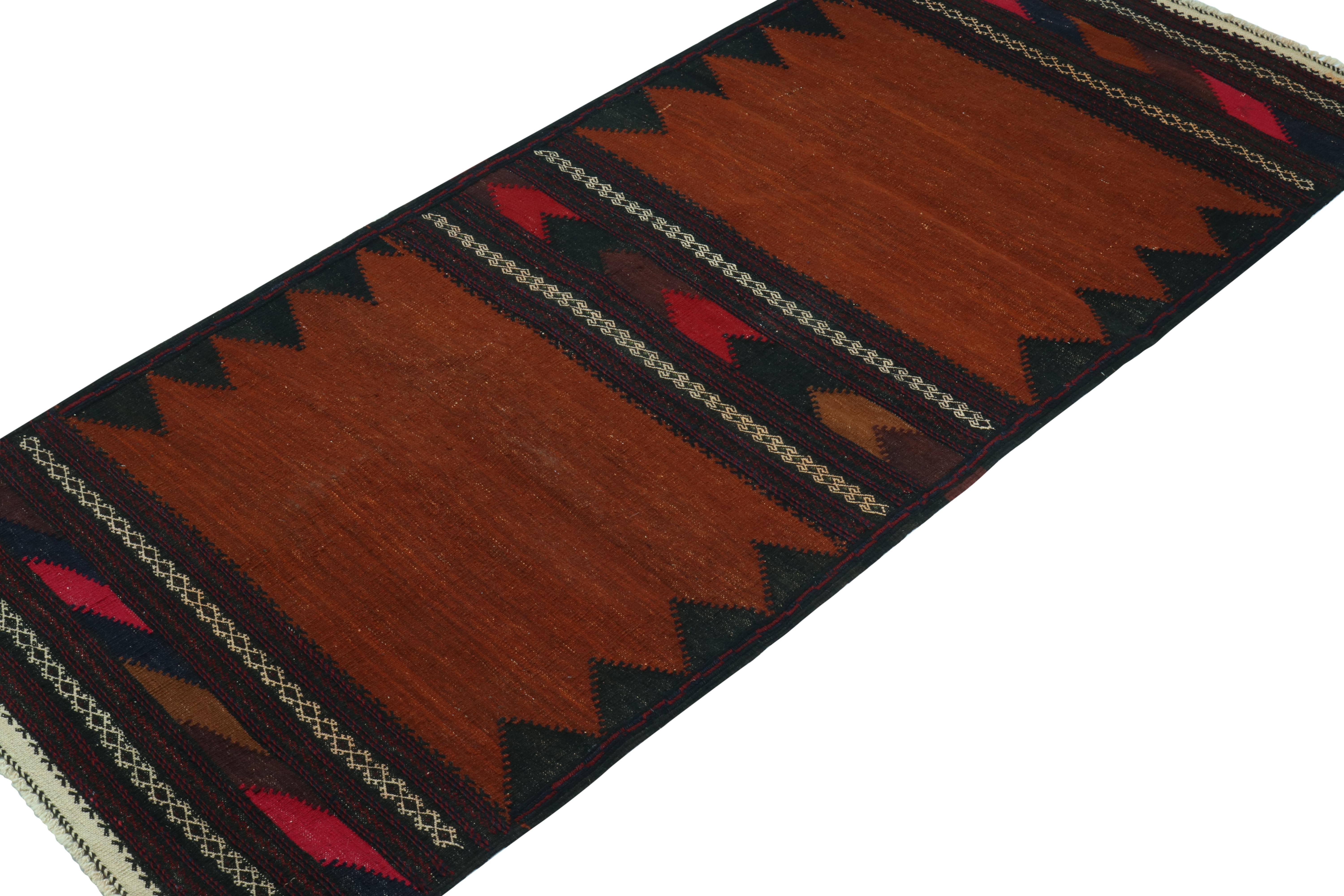 Tribal Vintage Sofreh Persian Kilim Rug in Brown and Rust, by Rug & Kilim