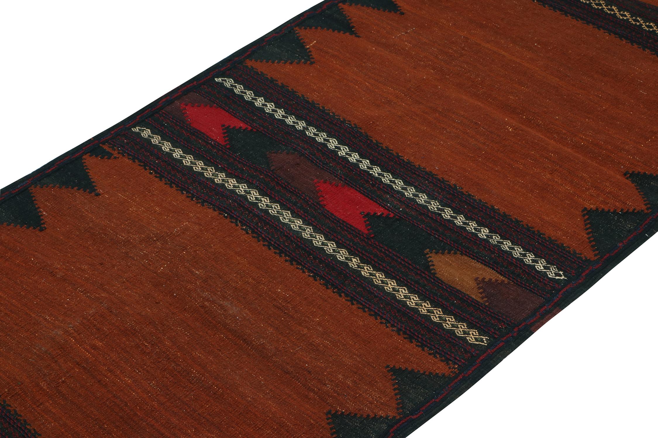 Hand-Knotted Vintage Sofreh Persian Kilim Rug in Brown and Rust, by Rug & Kilim