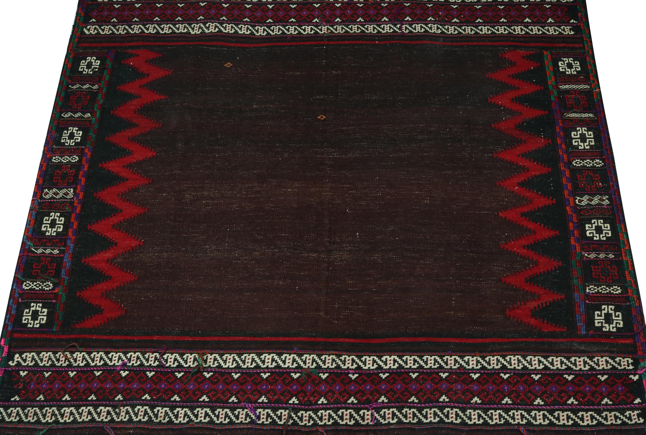 Tribal Vintage Sofreh Persian Kilim rug in Brown Open Field - by Rug & Kilim  For Sale