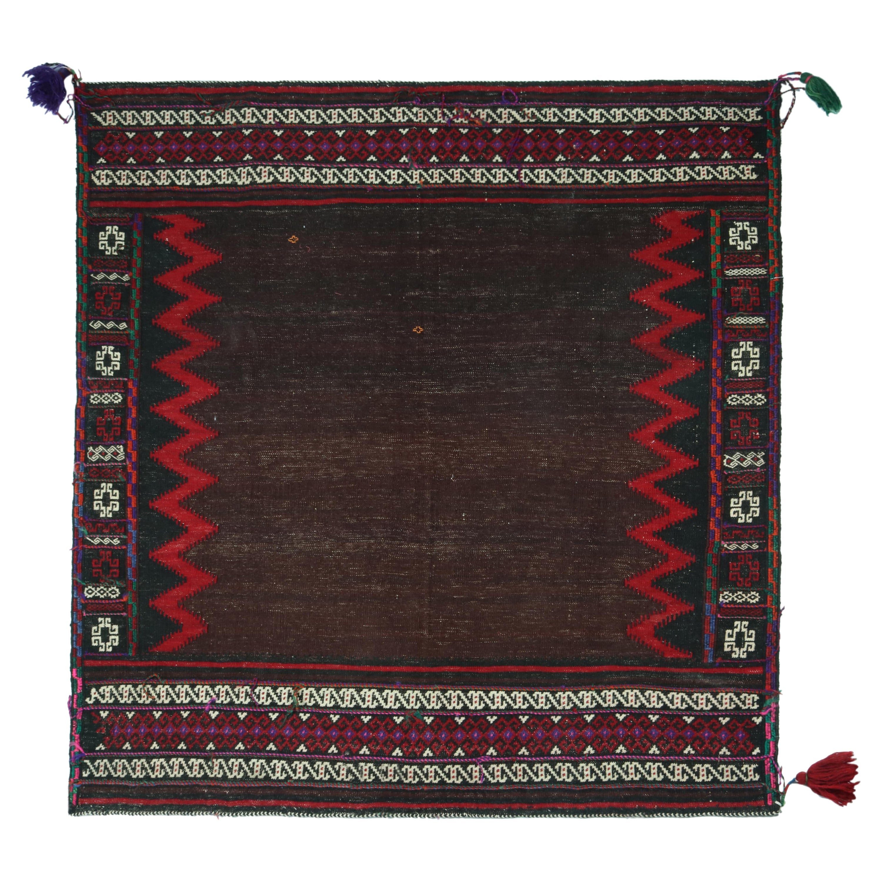 Sofreh Persischer Kelim-Teppich in braunem offenem Feld von Teppich & Kilim