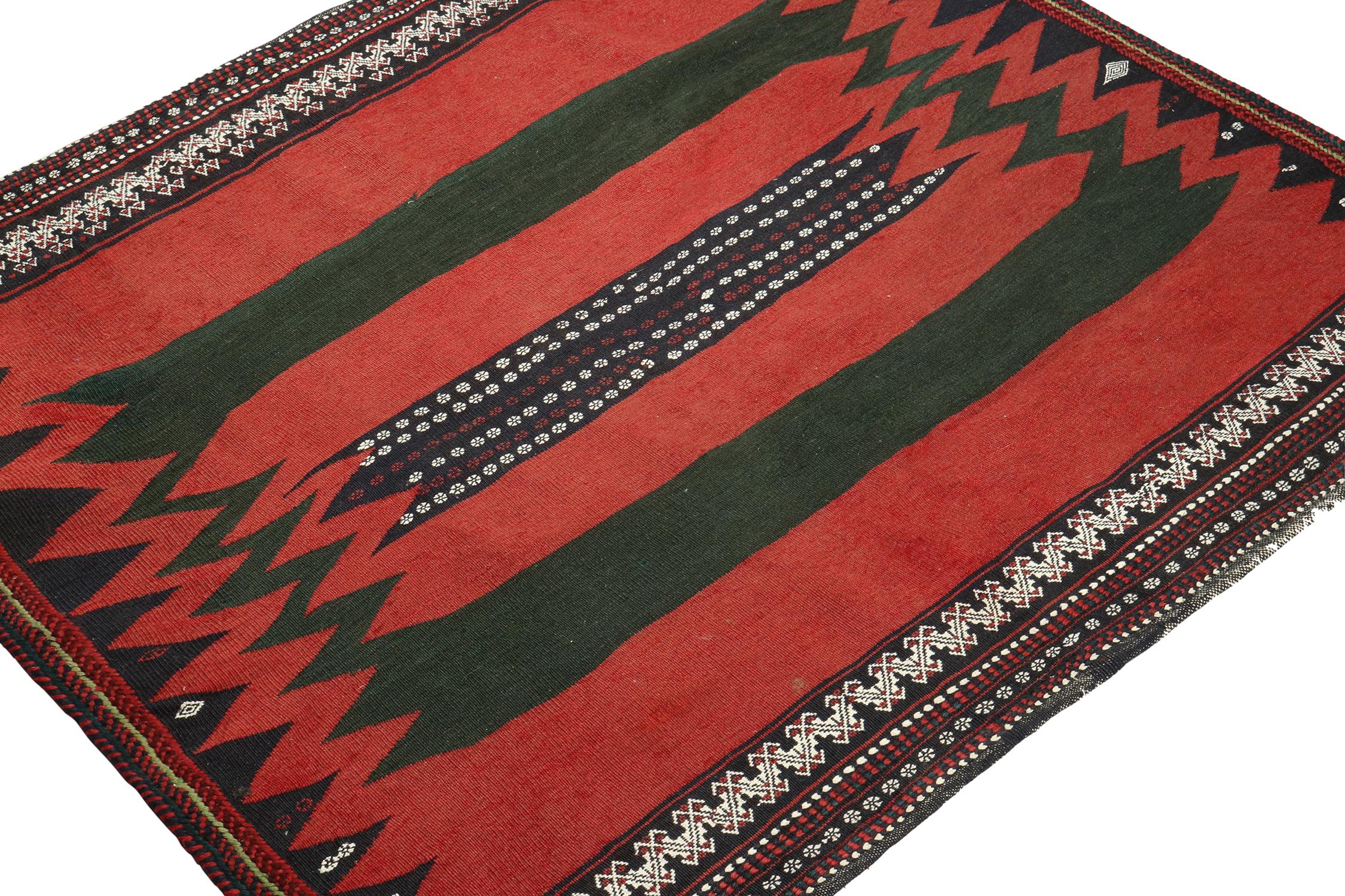 Tribal Vintage Sofreh Persian Kilim rug in Red with Geometric Patterns - by Rug & Kilim For Sale