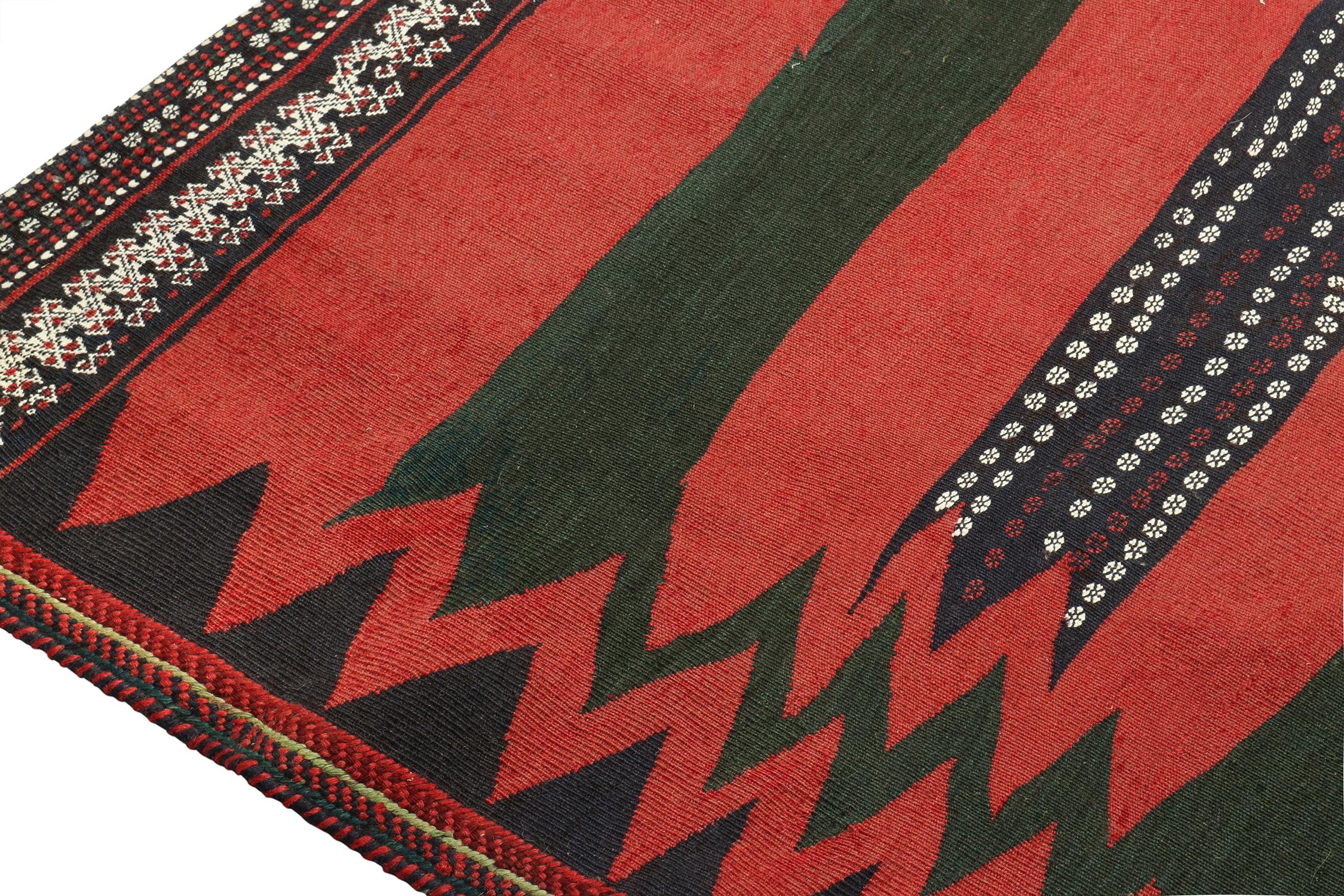 Vintage Sofreh Persian Kilim rug in Red with Geometric Patterns - by Rug & Kilim In Good Condition For Sale In Long Island City, NY