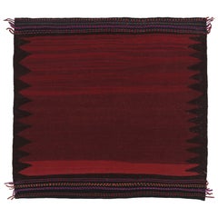 Vintage Sofreh Persian Kilim, Square Rug in Deep Red Open Field - Rug
Kilim