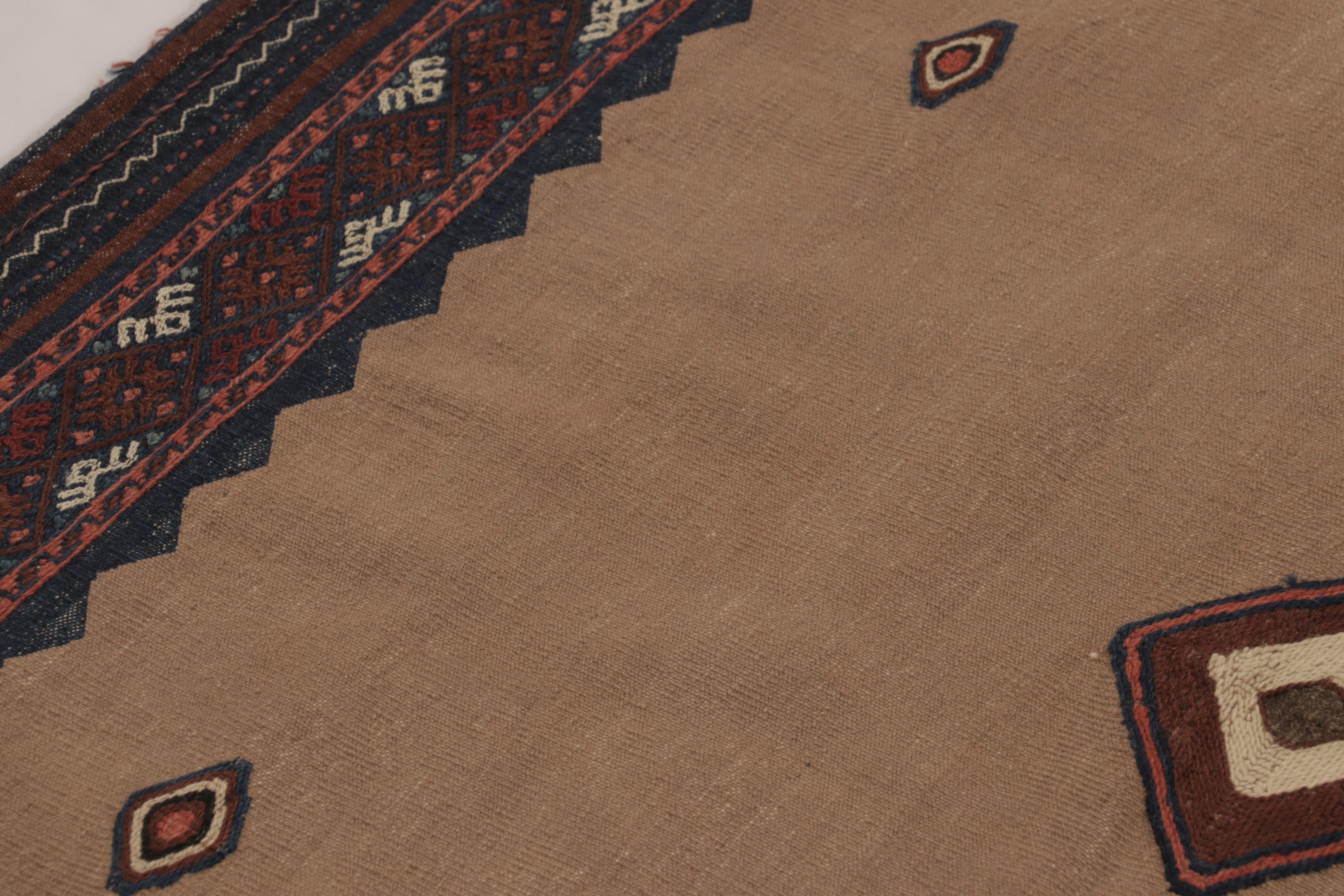 Made with handwoven wool circa 1950-1960, this 4x4 vintage square flat-weave Sofreh Kilim is a particularly meditative and sought-after work of an exciting new curation from Rug & Kilim’s collection of classic kilims and flatweaves.

On the