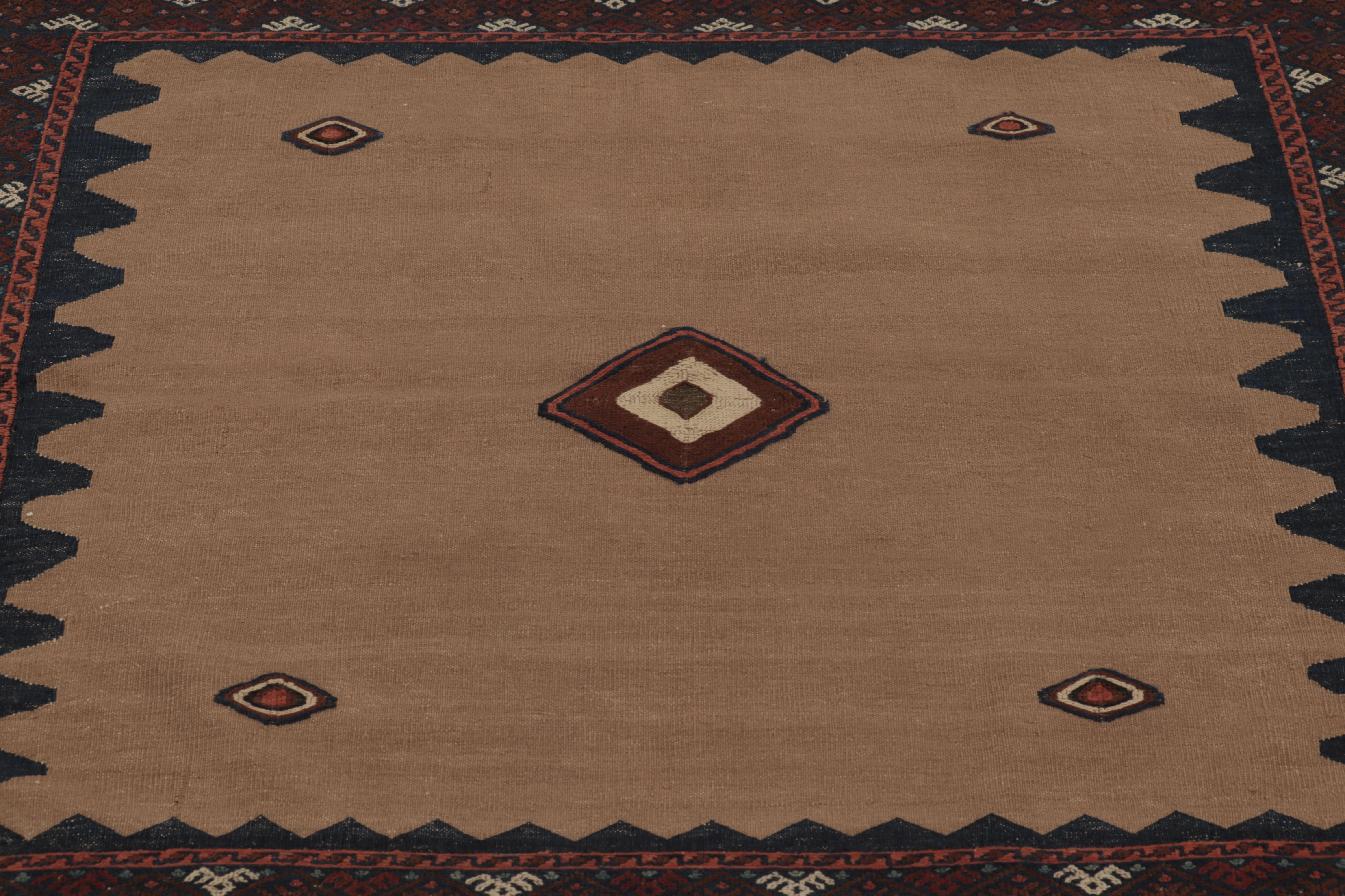 Wool Vintage Sofreh Persian Kilim, Square Rug with Open Field - Rug & Kilim