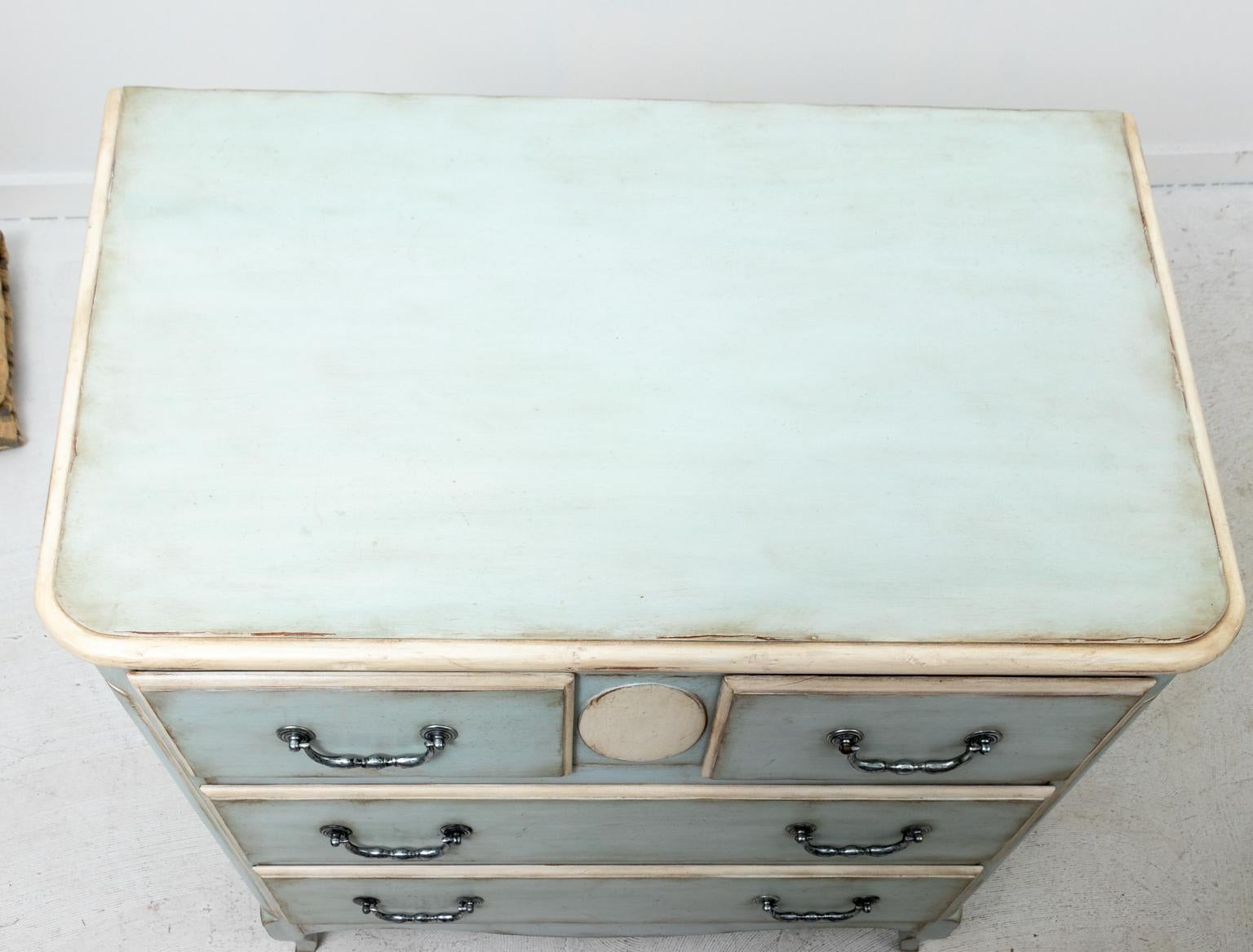 Vintage Soft Blue Painted French Commodes 6