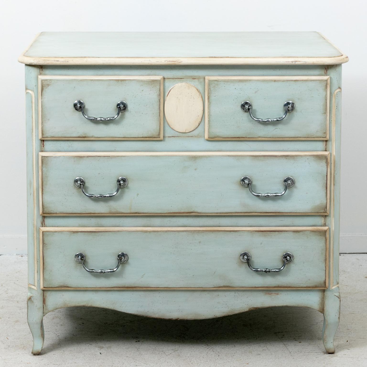 Vintage Soft Blue Painted French Commodes In Good Condition In Stamford, CT