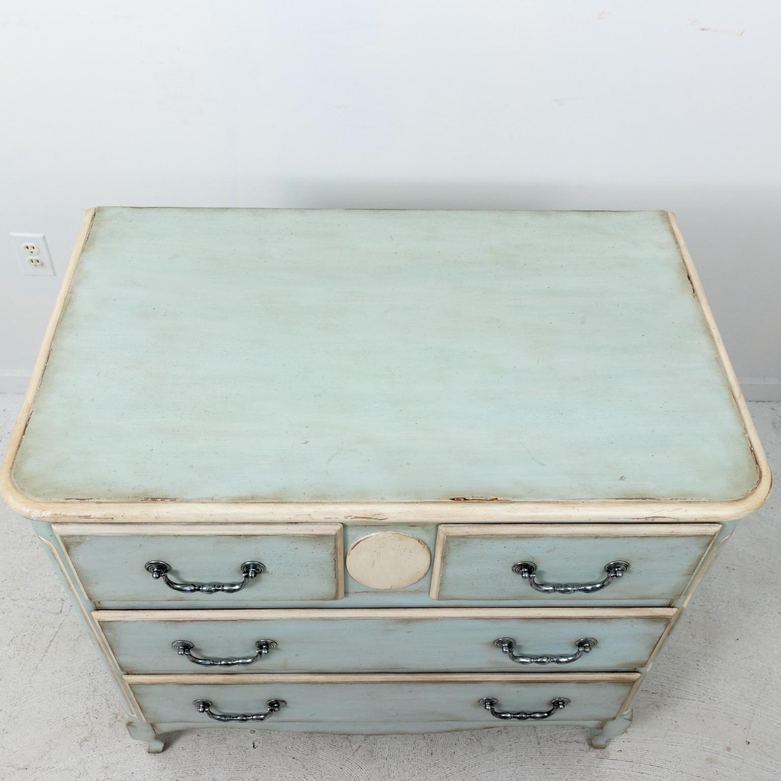 Wood Vintage Soft Blue Painted French Commodes