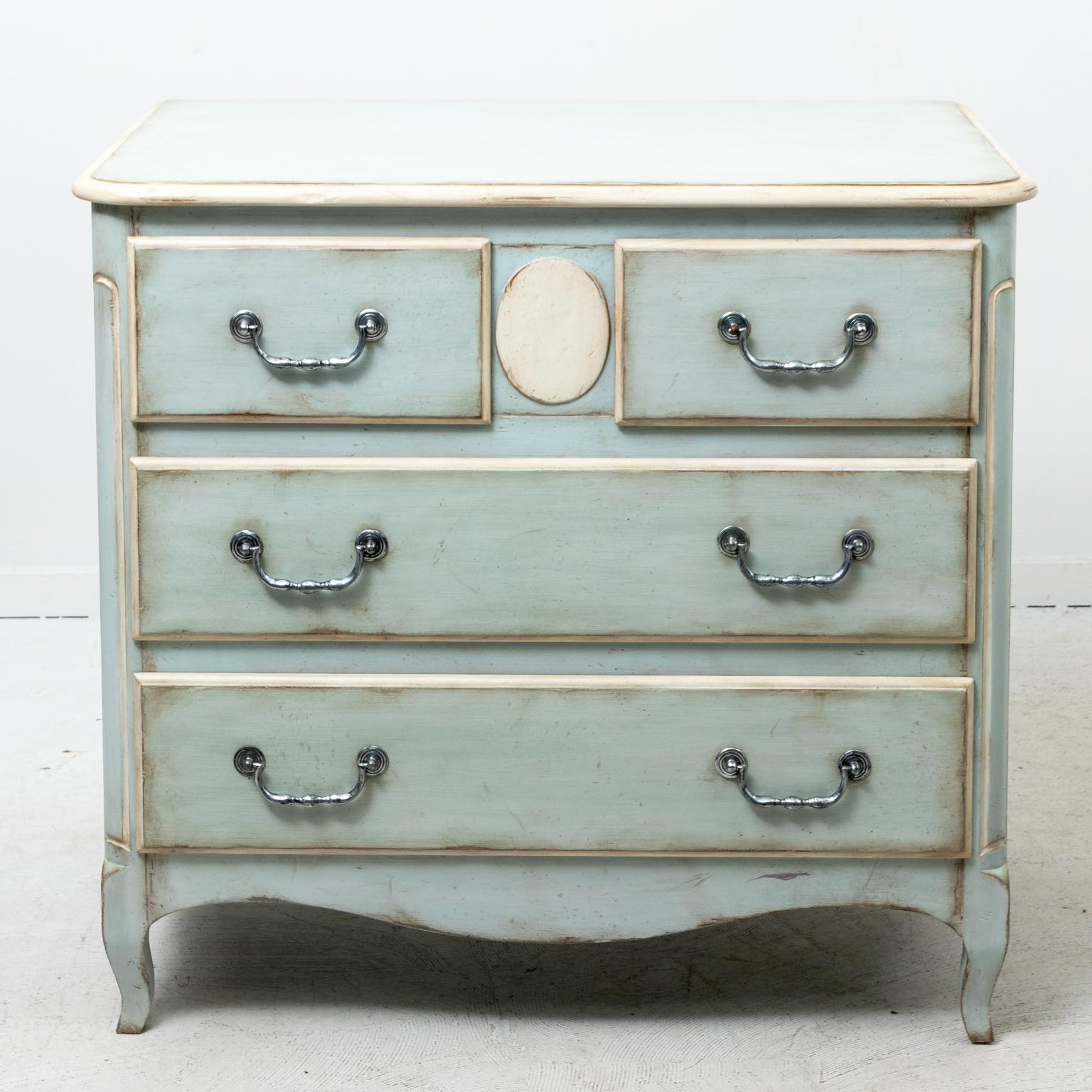 Vintage Soft Blue Painted French Commodes 4