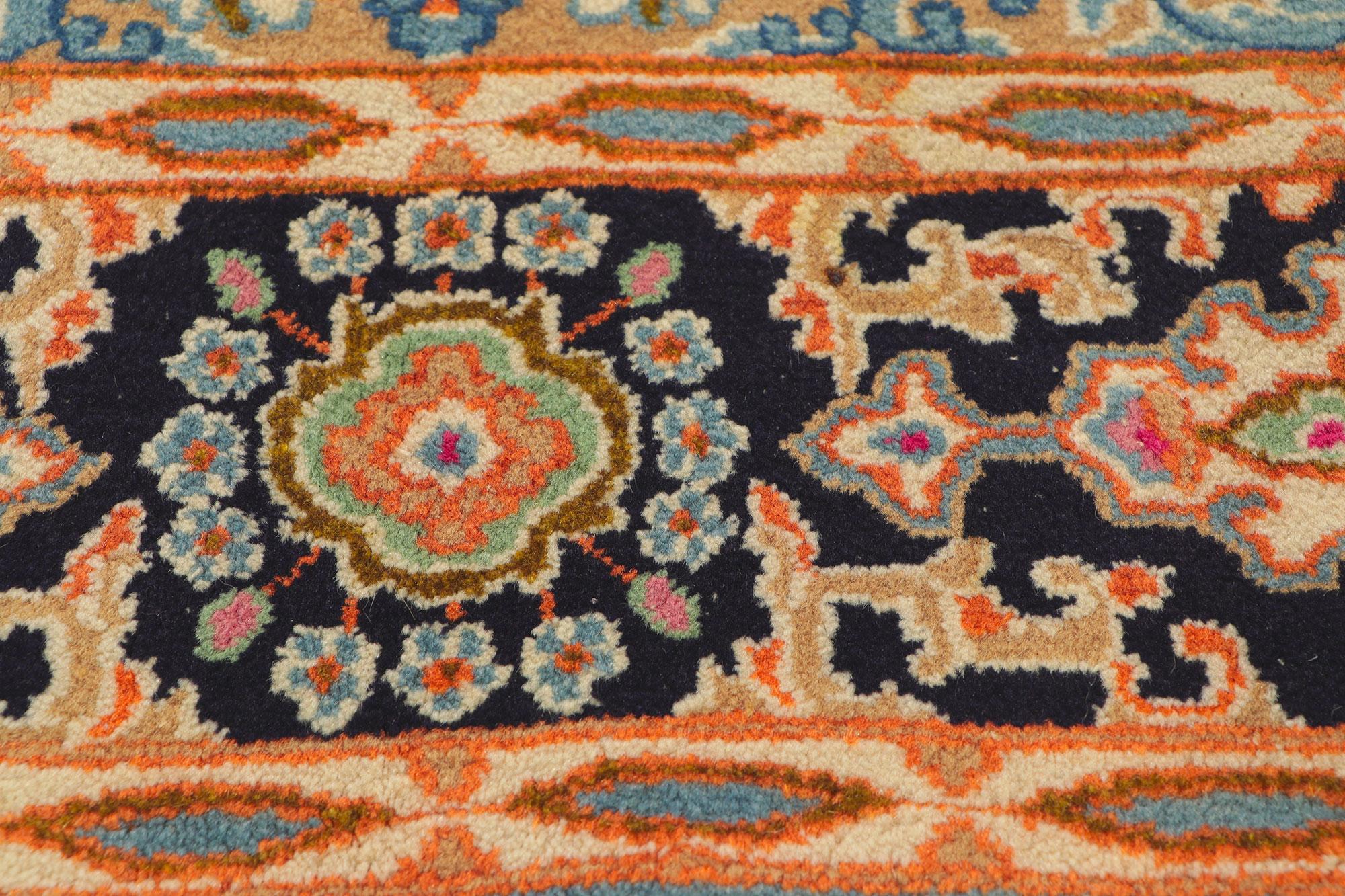 Hand-Knotted Vintage Soft Blue Persian Kerman Rug with Timeless Elegance For Sale