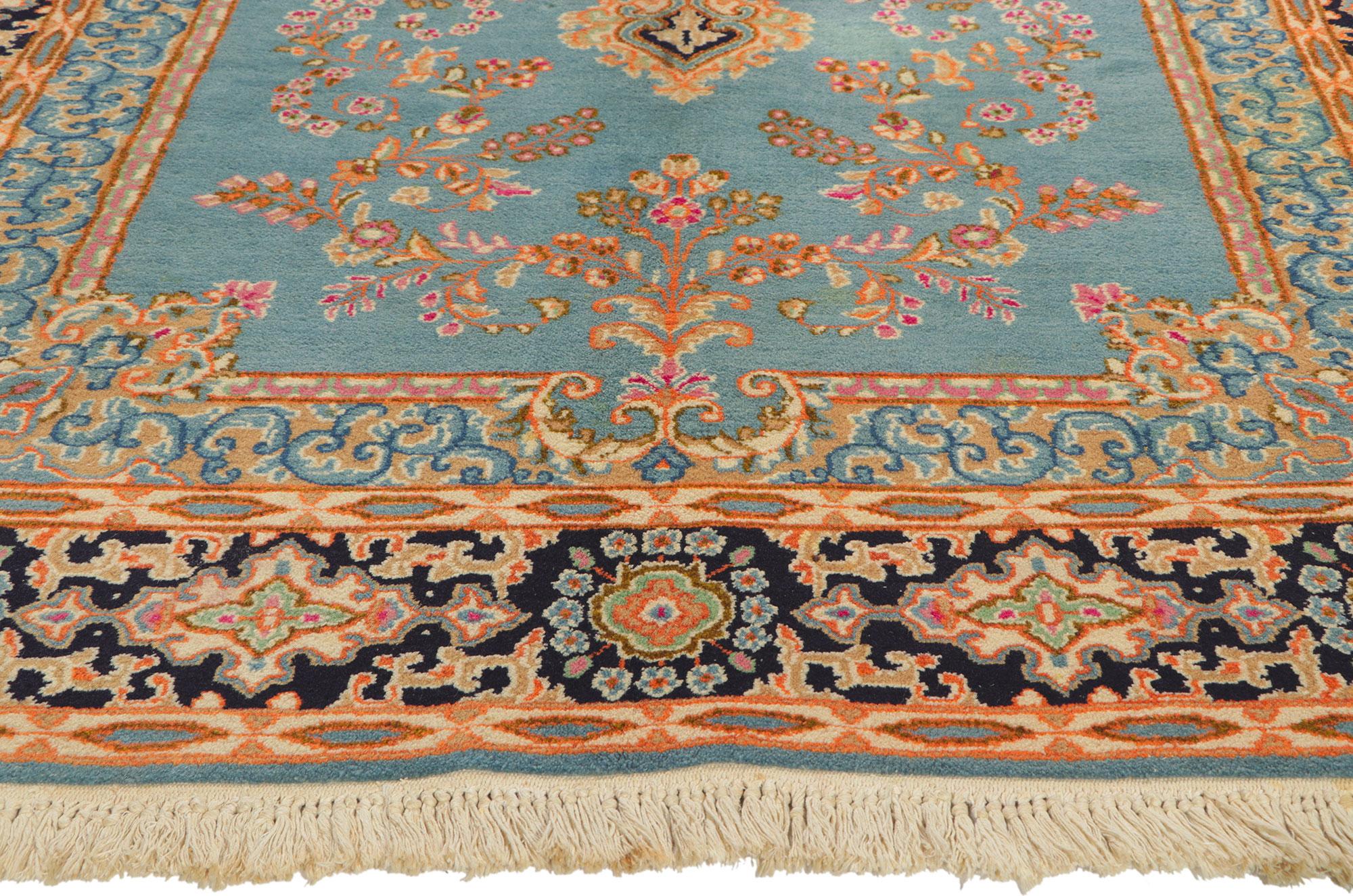 Vintage Soft Blue Persian Kerman Rug with Timeless Elegance In Good Condition For Sale In Dallas, TX