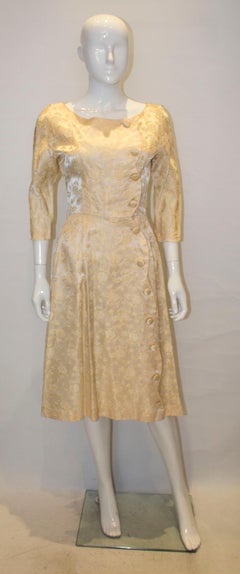Vintage Soft Gold Brocade Cocktail Dress