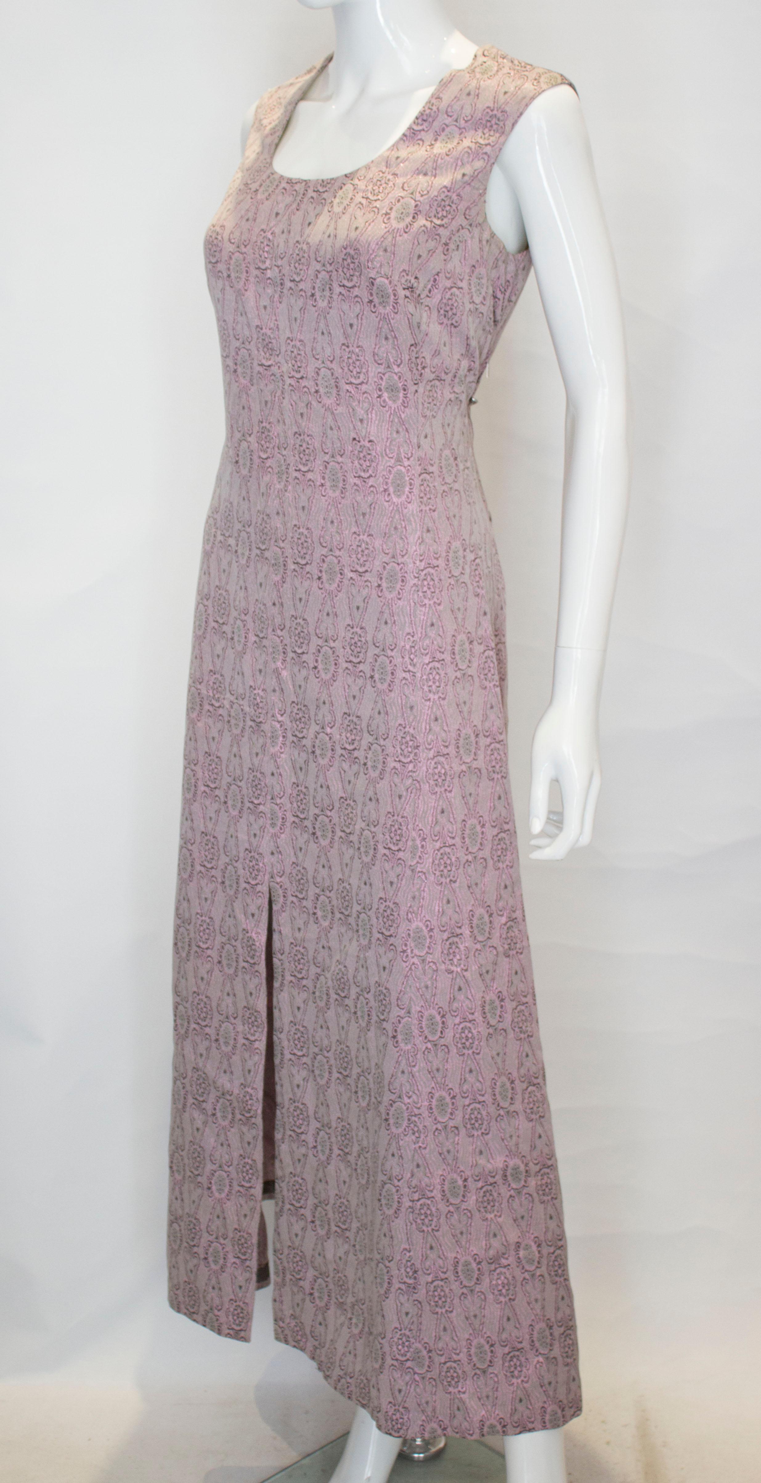 Vintage Soft Grey Pink  Long Gown In Good Condition For Sale In London, GB