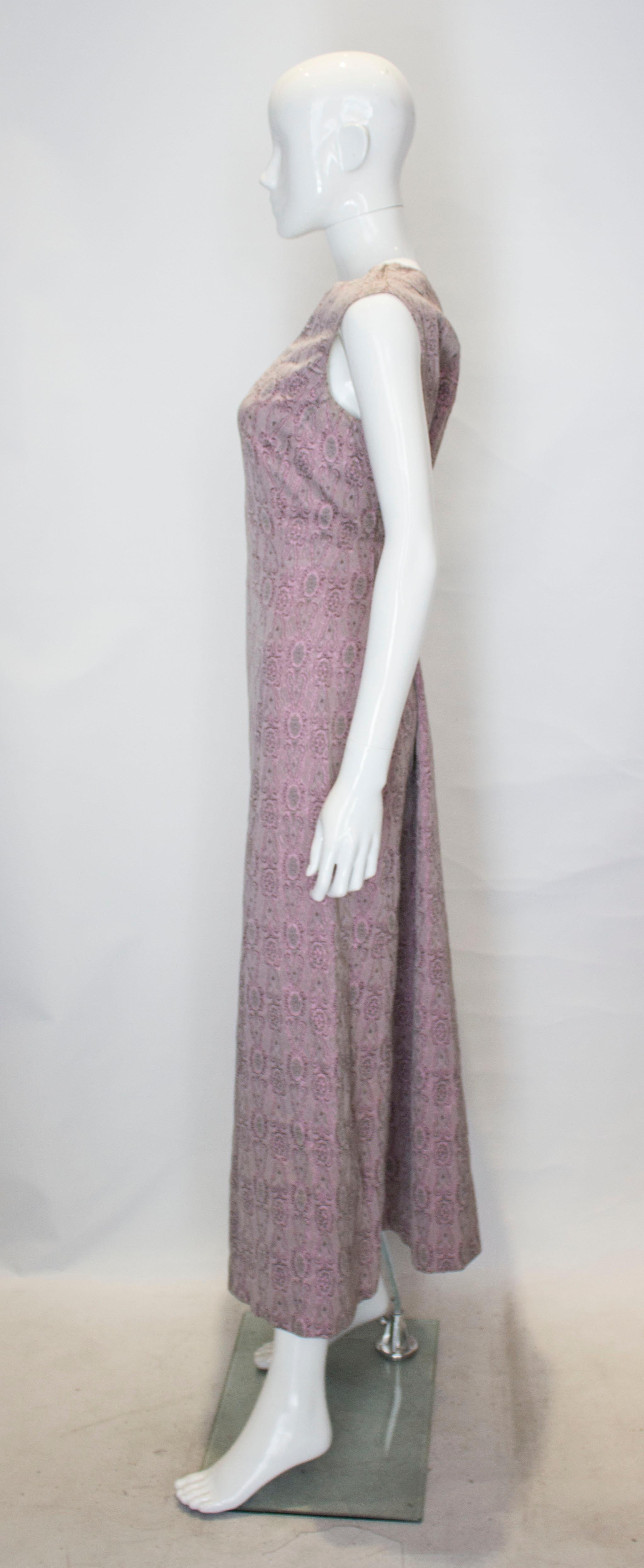 Women's Vintage Soft Grey Pink  Long Gown For Sale