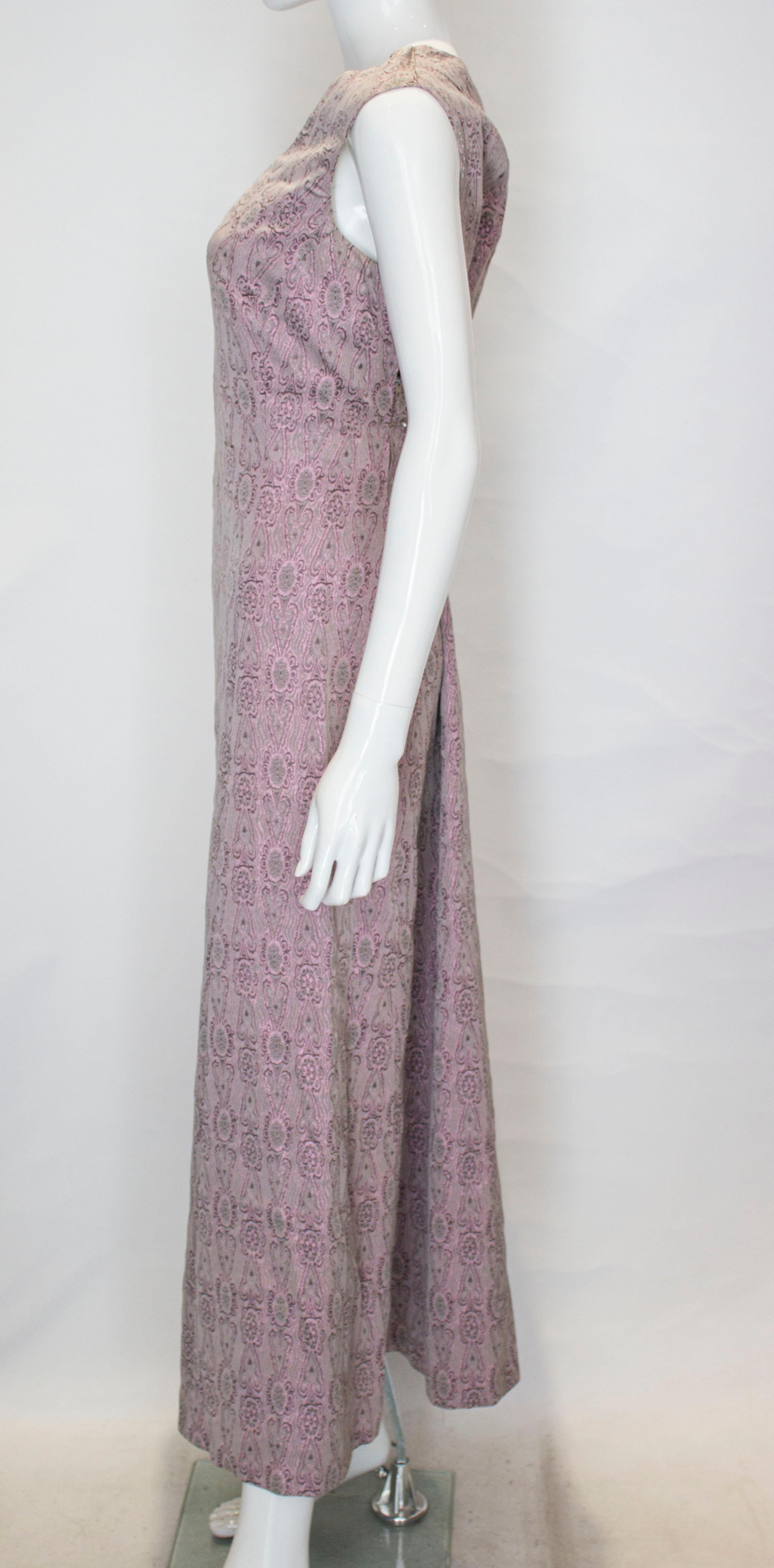 Vintage Soft Grey Pink  Long Gown For Sale 1