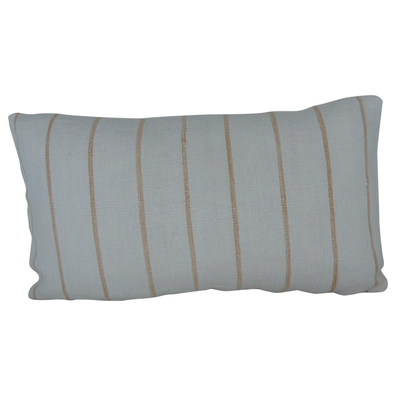 Vintage Soft Yellow Stripes Grain Sack Linen Decorative Lumbar Pillow