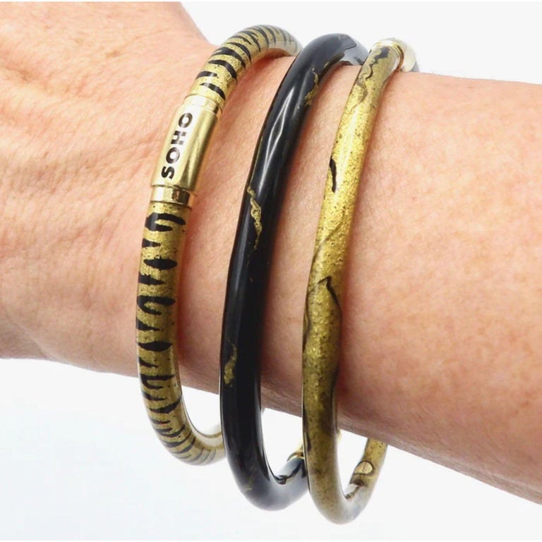 Tiger Bangle Bracelet Enamel - White