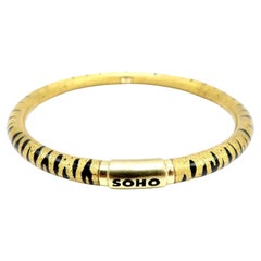 Soho 18K Gold Enamel Tiger Stripe Bangle Bracelet, circa 2010