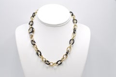 Vintage Soho Black and Yellow Foliage Link Necklace with Diamond Clasp