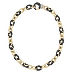 Vintage Soho Black and Yellow Foliage Link Necklace with Diamond Clasp