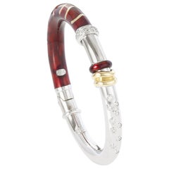 Soho Red Enamel Bangle Bracelet with Accent Diamonds