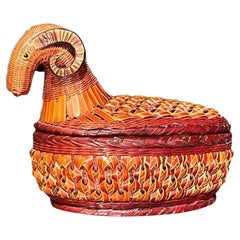 Vintage Soho Shanghai Weave Rams Head Basket
