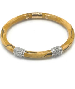 Vintage Soho Yellow Enamel Bracelet with Two-Diamond Stations