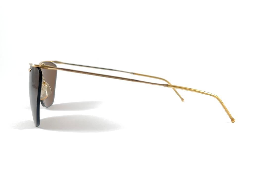Vintage Sol Amor Wrap Gold Semi Rimless 1960's  Sunglasses  For Sale 1