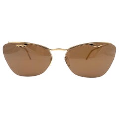 Retro Sol Amor Wrap Gold Semi Rimless 1960's  Sunglasses 