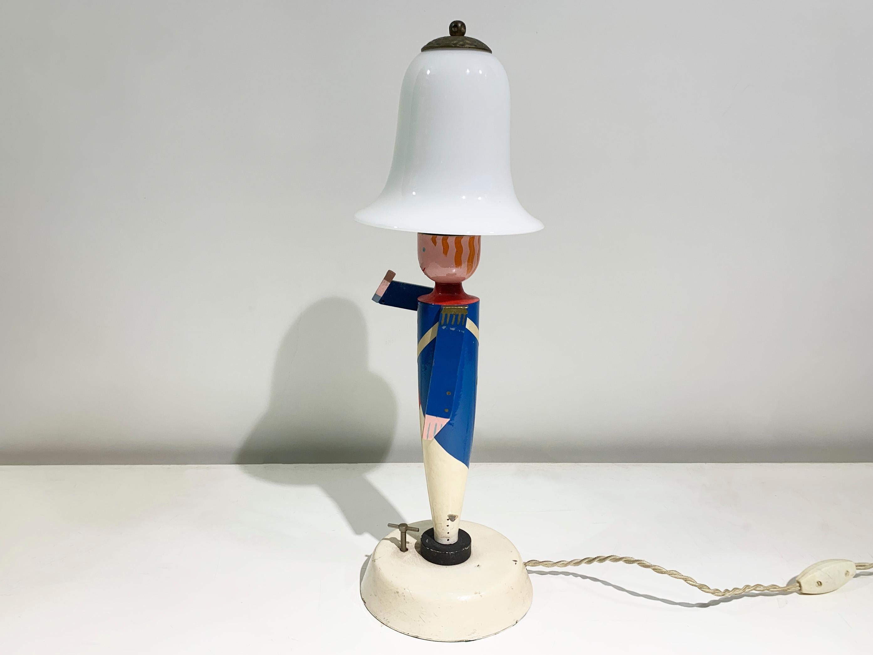 Vintage Soldier-Musik-Tischlampe von Suzanne Bonnichon, Vintage (Französisch) im Angebot