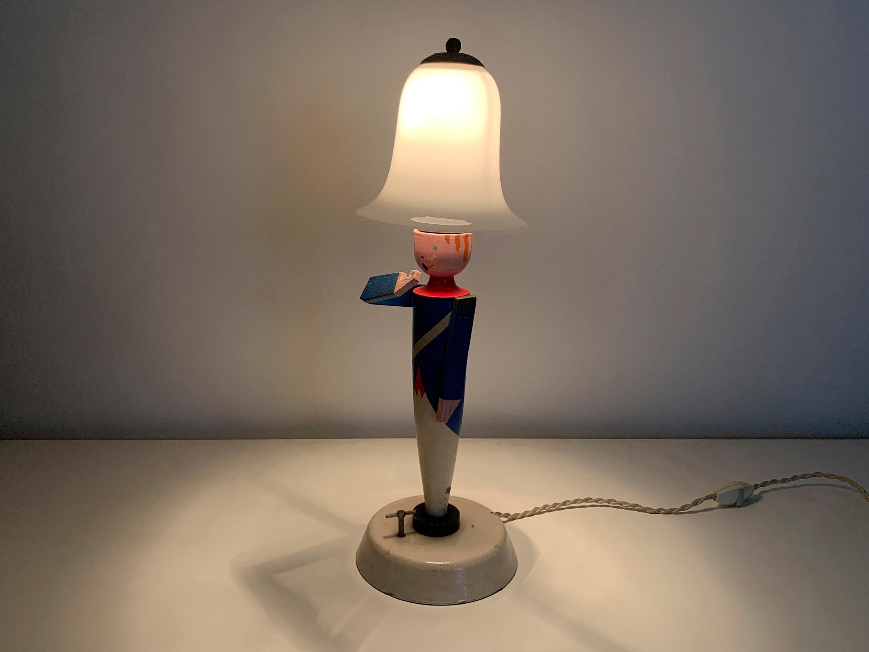 Vintage Soldier-Musik-Tischlampe von Suzanne Bonnichon, Vintage im Angebot 1