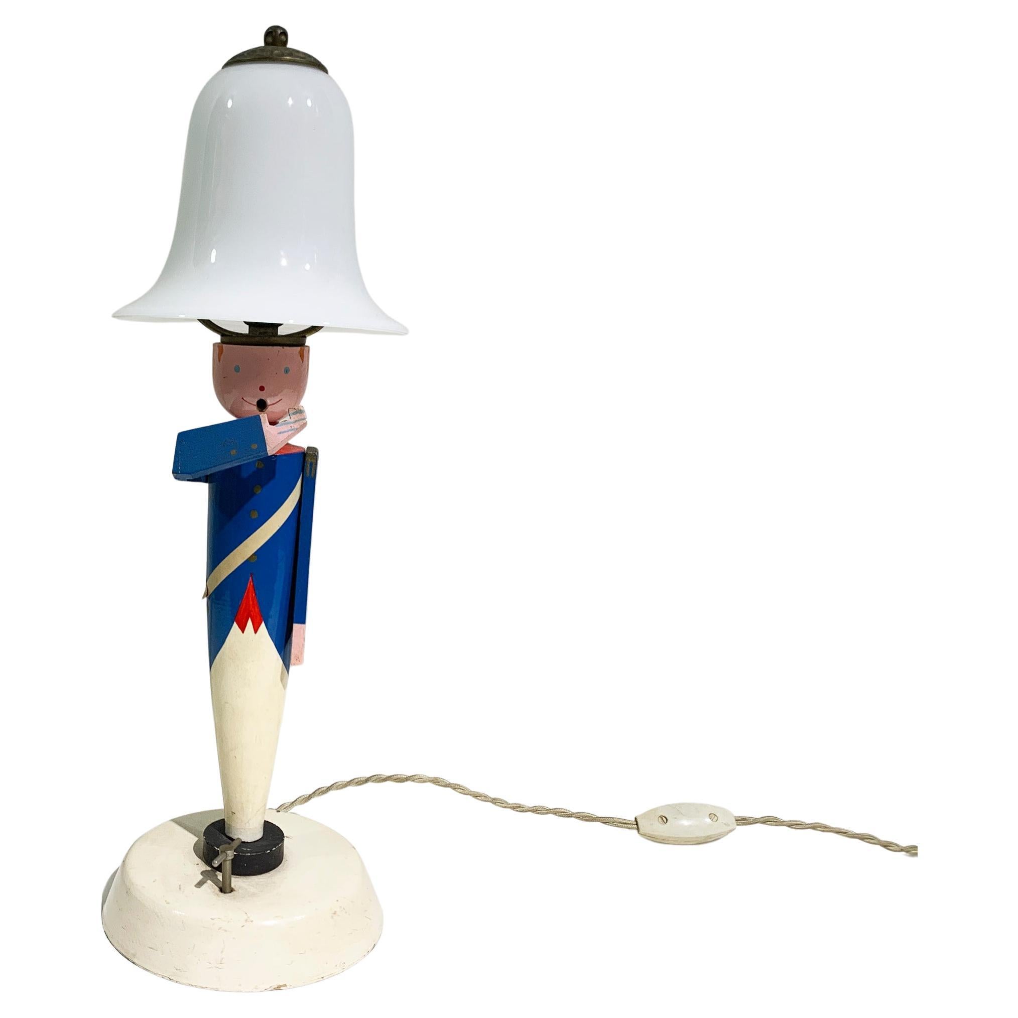 Vintage Soldier-Musik-Tischlampe von Suzanne Bonnichon, Vintage