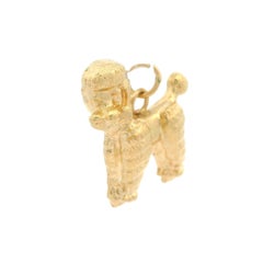 Vintage Solid 14k Yellow Gold Detailed Poodle Dog Charm Pendant